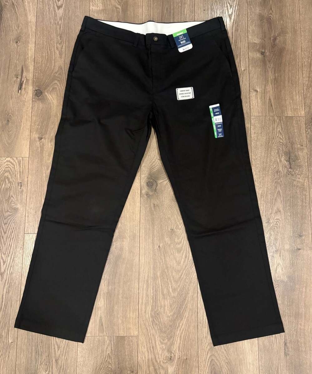 George Men's Black Flat Front Straight Leg Comfort Waist Chinos Pants 40x32 NWT